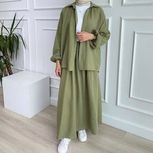 ชุดลำลองสตรี เสื้อเชิ้ตสีเขียวทหาร ชุดกระโปรง Smlxlxxl ชุดเดินทางที่มีสไตล์ - Product Image 1
