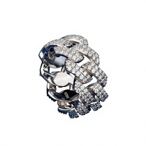 925 Sterling Silver Rhodium Plated Cuban <b>Ring</b> Pass Diamond Tester VVS1 DEF Color GRA Certified Classic Unisex Wedding Jewelry - Product Image 1
