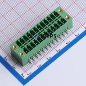 DB2ERHBM-3.5-2*12P-GN Plug-in Terminal Block Bent Lead Through Hole,P=3.5mm Board-to-Board / Socket - Closed Screw Fixing 2x12P - Product Image 1