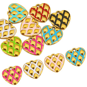 Stainless Steel Checkerboard Heart Pendant DIY Jewelry Accessory for Necklace <b>Bracelet</b> 495 - Product Image 4
