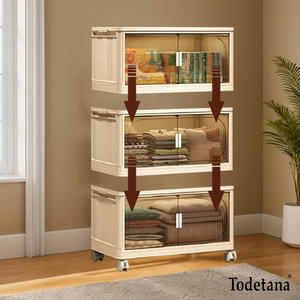 Armario de almacenamiento de cocina blanco crema plegable, estante de juguete, puerta magnética multicapa, volante Universal, muebles para dormitorio - Product Image 4