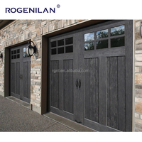 Portes de garage en aluminium de style Bridgeport personnalisées Rogenilan avec fenêtres en plexiglas supérieures porte coulissante de cour sur rail