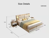 Moderne Multifunktionale Queen- und King-Size Holzbetten mit Stauraum Wohnmöbel Schlafzimmer-Set 3 Jahre Garantie