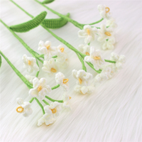 Buket Bunga Forget-me-not Rajutan Tangan, Bunga Buatan dari Benang Berwarna-warni untuk Dekorasi Rumah & Liburan.