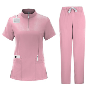 Women Scrub Set Moisture Wicking Knitted Split Uniform Hospital Workwear Size S XXL - Product Image 2
