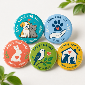 Pins Metálicos Personalizados de Bienestar Animal, Cuidado de Mascotas, Rescate, Pins Promocionales Circulares con Diseño de Esmalte Duro - Product Image 1