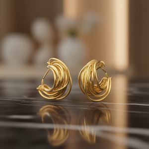 E3692 Orecchini a cerchio in oro bianco per donna, gioielli alla moda in lega trendy - Product Image 2