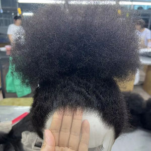 Perruque Sans Colle Afro Bouclée en Dentelle Transparente HD 360 Très Vendue, <span class=keywords><strong>Cheveux</strong></span> Humains 100% <span class=keywords><strong>avec</strong></span> Dentelle Frontale, Densité 180%, Pré-Plucked 16 Pouces - Product Image 4