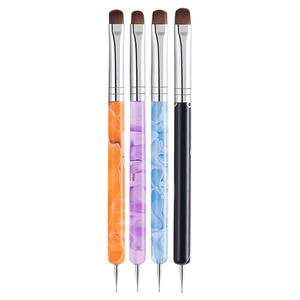 Pincel de doble punta con mango acrílico y pelo de nailon Kolinsky para limpieza de uñas, herramienta de dibujo para arte de uñas francés, tallas 10-16, venta al por mayor - Product Image 1