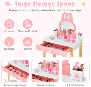 <span class=keywords><strong>โต๊ะ</strong></span>แต่งตัวเด็กเฟอร์นิเจอร์ไม้สำหรับห้องนอนกระต่าย<span class=keywords><strong>การ์ตูน</strong></span>สีชมพูโต๊ะเครื่อง<span class=keywords><strong>แป้ง</strong></span><span class=keywords><strong>โต๊ะ</strong></span>ไม้ม้านั่งพร้อมชุดกระจก - Product Image 5