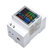 TOMZN Compteur intelligent WIFI 6-en-1 sur rail DIN, moniteur AC 110V 220V 100A, Voltmètre, Courant, Facteur de puissance, Énergie active kWh, Fréquence, TUYA