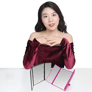 Espejos con luz bảng nhỏ gọn túi 360 có thể gập lại nhỏ 3 cách mỹ phẩm LED ánh sáng tạo nên Vanity Gương trang điểm với đèn LED - Product Image 4