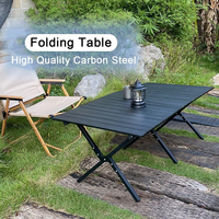 Table de camping pliante en fer avec sac de transport, portable, étanche, hauteur réglable pour la plage, la randonnée, l'école, l'extérieur