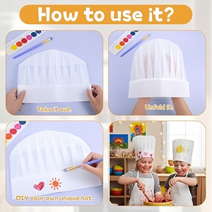 Chapeau <span class=keywords><strong>de</strong></span> chef jetable en papier 29x29cm, casquette <span class=keywords><strong>de</strong></span> cuisine pour la restauration et le service alimentaire - Product Image 6