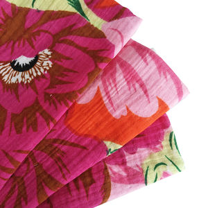 Tissu en pur <span class=keywords><strong>coton</strong></span> biologique <span class=keywords><strong>double</strong></span> crêpe imprimé en <span class=keywords><strong>gaze</strong></span> à deux couches <span class=keywords><strong>de</strong></span> mousseline écologique à impression personnalisée - Product Image 4