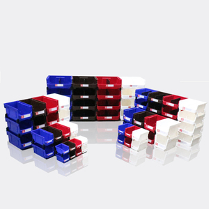 Wall Mount Panel Rack Plastic Blue Storage Bins Stackable & Hangable Pegboard Bins