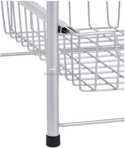 Tiroir de rangement coulissant à double niveau <span class=keywords><strong>sous</strong></span> l'évier Organisateur de cuisine Grille métallique Type debout Matériel métallique Stockage d'articles divers - Product Image 4