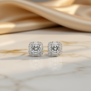 Orecchini E3408 in Oro Bianco con Diamanti Taglio Brillante Rotondo Colore D Certificati GIA Stile Classico da Donna per Fidanzamento - Product Image 2