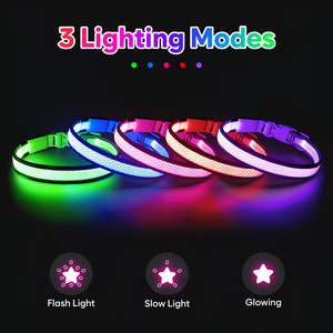 Nouveaux colliers lumineux LED pour <span class=keywords><strong>chien</strong></span> rechargeables par USB, réglables, confortables, en maille douce, pour une visibilité nocturne accrue - Product Image 2
