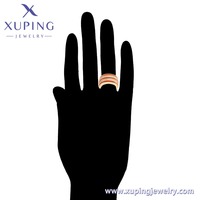 65030 XUPING Juego de Joyería de Moda en Oro Tono Oro con Esmalte Rojo y Cristales, Anillo y Pendientes de Aro Vibrantes para Uso Diario