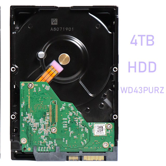 WD43PURZ 4TB Purple Monitoring HDD CMR for NAS & DVR 256MB Cache 24/7 Reliability SATA 6Gb/s 1-Year Low Noise Warranty