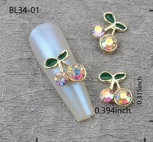 จี้โลหะรูปเชอร์รี่ประดับเพชรสำหรับตกแต่งเล็บ DIY - Product Image 6