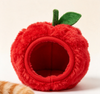 Chapeau en peluche douce pour animaux de compagnie en forme de pomme, coiffe élastique mignonne pour chat, accessoire amusant pour chaton pour les fêtes, le cosplay et la photographie