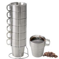 Juego de Tazas de Café de Acero Inoxidable Ecológico, Aislamiento Térmico de 6 Horas, Apto para Agua Hirviendo, Agarre Ergonómico, para Oficina y Camping