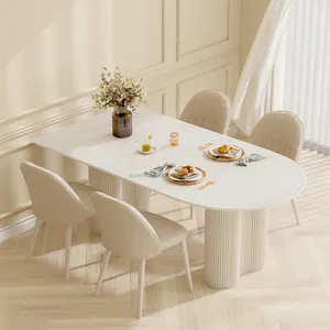 AOMISI CASA mobili moderni per sala da pranzo forma ovale piano in legno massello base in legno 6 8 posti tavolo da pranzo lungo per la CASA