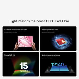 OPPO Pad 4 Pro รุ่น Snapdragon 8 E Edition จอ LCD 3.4K 144Hz กล้อง 13MP แบตเตอรี่ 12140mAh ชาร์จเร็ว 67W ขายดี - Product Image 5