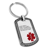 Le Diabète de Type 1 pendentif collier titane acier carré étiquette de chien logo médical collier