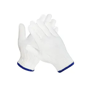 Белые хлопковые вязаные перчатки, перчатки для рук, рабочие перчатки для строительства