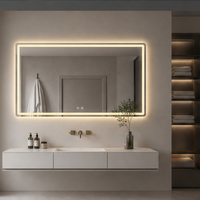 Miroir de Maquillage Intelligent LED Rectangulaire Mural Moderne Rétroéclairé, Éclairage Éco-Responsable pour Appartements et Villas (Vente en Gros)