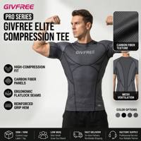 Camiseta de Compresión de Alto Rendimiento GIVFREE para Hombre, Textura de Fibra de Carbono, Camiseta de Entrenamiento de Gimnasio de Alta Compresión con Cinta de Agarre en el Dobladillo
