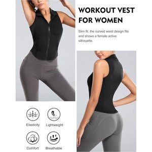 FOXA Gilet de sport sans manches ajusté à fermeture éclair intégrale pour femme, idéal pour le yoga et l'entraînement - Product Image 2