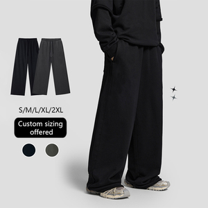 OEM Washed Distressed Drawstring Loose Straight Leg Sweatpants Men's Autumn Casual Sports Sweatpants Jogger Baggy Trousers - Product Image 2