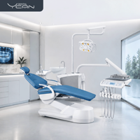 Ensemble de mobilier de clinique dentaire moderne en acier inoxydable réglable, comprenant un fauteuil de traitement dentaire, une table de traitement et un rangement