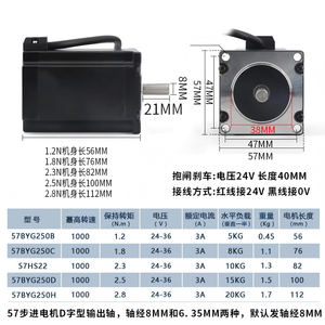 57 ไฮบริดสเต็ปเปอร์มอเตอร์ <span class=keywords><strong>57BYG250H</strong></span>/E/2.8N/3.6N แรงบิดสูง ไดรเวอร์สองเฟสสี่สาย 36V - Product Image 3