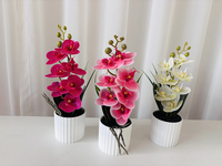 Fleurs artificielles en pot de style européen, orchidées papillon 3D, décoration de table rustique, mariage, maison