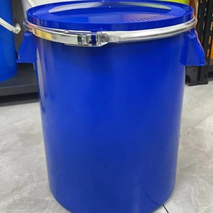 Seau cylindrique bleu de 20 L avec pince métallique, étanchéité renforcée, fût chimique pour stockage et transport - Product Image 1