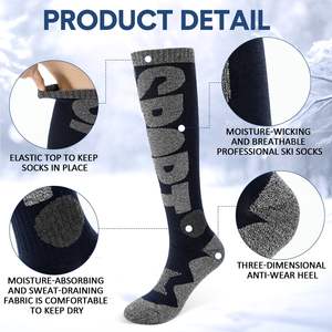 Yüksek kaliteli yürüyüş merinos yünü kayak çorap kalın kayak çorap nefes sıcak kış kayak çorap - Product Image 2