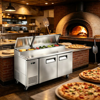 Équipement de cuisine, station de préparation de sandwichs réfrigérée, réfrigérateur, table à pizza en acier inoxydable, refroidisseur pour camion de nourriture mobile