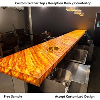 Comptoir en pierre translucide à dessus de chauve-souris Onyx rétro-éclairé Vente à chaud Bureau de réception en pierre artificielle avec fausse feuille d'albâtre pour hôtel