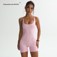 Shorts une pièce sans couture pour le sport et le yoga, effet push-up, design élégant au dos, séchage rapide, côtelé, ajusté, pour le marché international