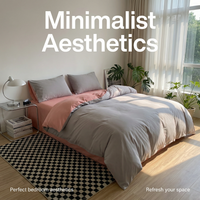 Housse de couette moderne en polyester tricoté + taie d'oreiller, ensemble trois pièces, couleur unie, lavable, 200TC, literie pour la maison, vente en gros