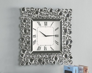 <span class=keywords><strong>Orologio</strong></span> <span class=keywords><strong>da</strong></span> <span class=keywords><strong>parete</strong></span> quadrato di lusso con diamanti schiacciati a specchio moderno per soggiorno - Product Image 3