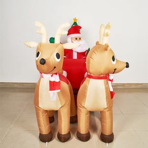 Décoration de Noël gonflable d'extérieur de 7 pieds de long, Père Noël gonflable sur traîneau avec rennes - Product Image 4