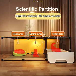 Cage pour chat d'intérieur de luxe, maison pour chat transparente à 1 étage, villa pour chat avec bac à litière pour petits animaux - Product Image 2