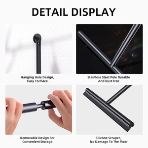 Thép không gỉ điều chỉnh sàn giống cây chổi phòng tắm vòi sen cao cấp kính gạt nước màu đen sàn giống cây chổi Cleaner dài xử lý - Product Image 3