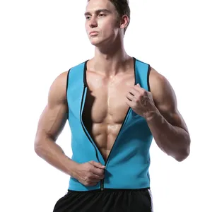 Mannen Sauna Pak Taille Trainer Voor Gewichtsverlies Neopreen Zweet Body Shaper Compressie Workout Tank Top Vest Met Rits